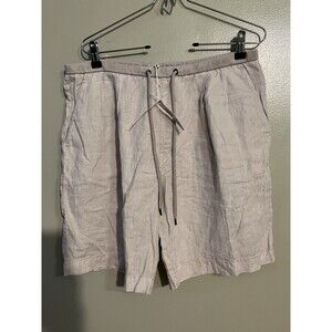 James Perse Womens 100% Linen Beige Pull On Draw String Pockets Shorts Sz 3 NWT